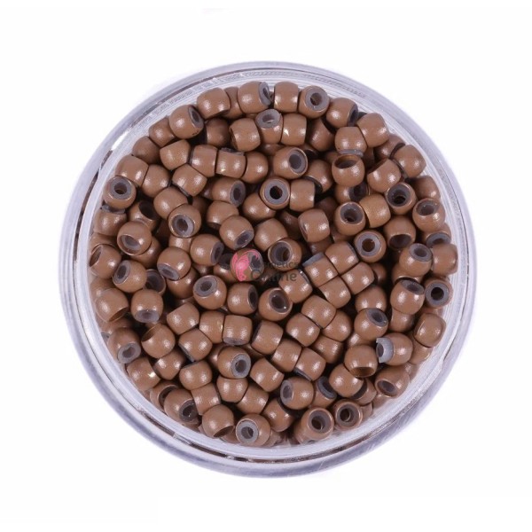 Inele Micronano Rings cu silicon pentru extensii de par 100 bucati Saten Deschis NRG04